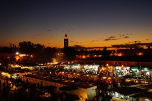 Marrakesh, Sonnenuntergang 'am Platz'